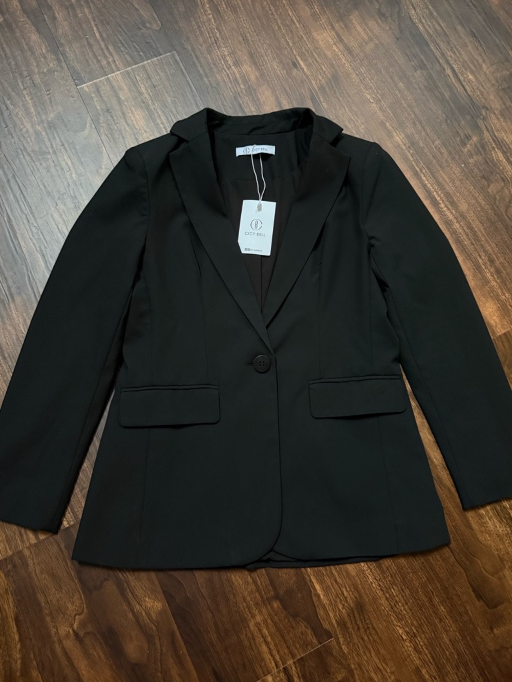 Women's Black Single-Button Blazer Jacket